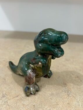 Ceramic Dinosaur Figurine Green Collectible Decor like Ocean Jasper